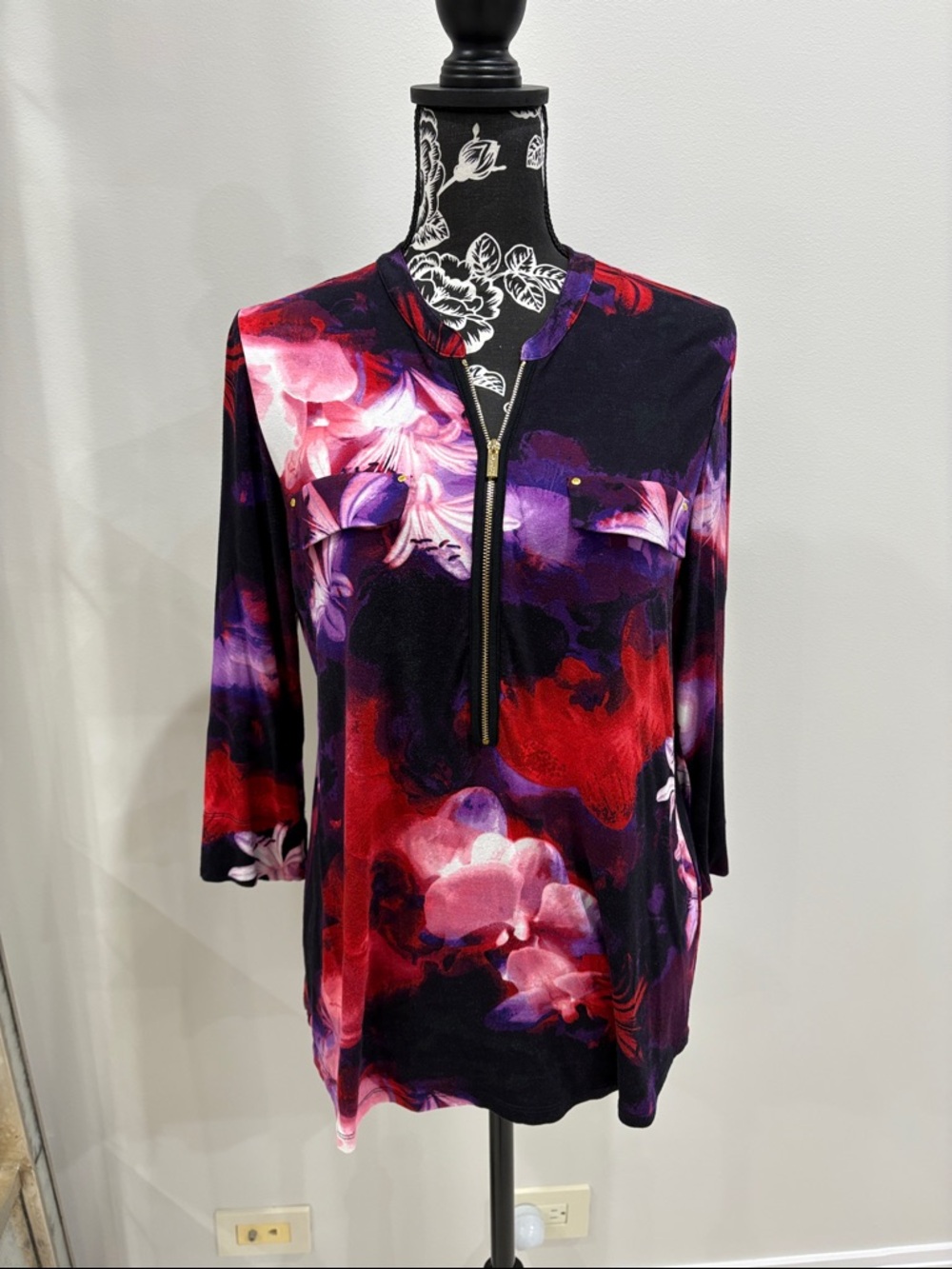 Calvin Klein floral half zip top